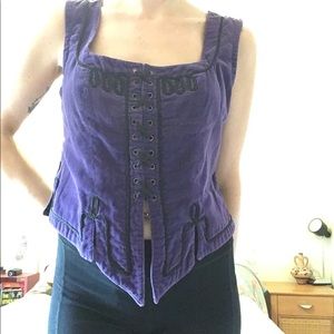 Vintage Purple Vest w/ Lace-Up Ribbon Detail